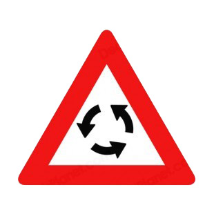 Roundabout warning listed in road signs decals.