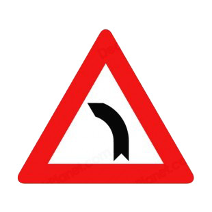Left curve warning sign listed in road signs decals.