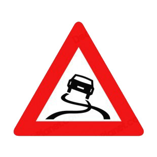 Road is slippery when wet warning sign  listed in road signs decals.