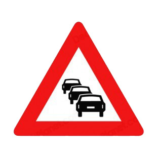 Queuing traffic warning sign listed in road signs decals.