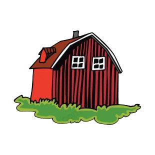 Isolated red barn listed in agriculture decals.