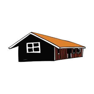 Long brown barn listed in agriculture decals.
