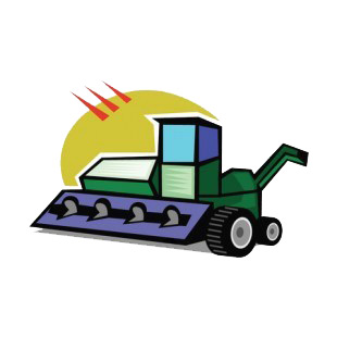 Green combine harvester listed in agriculture decals.