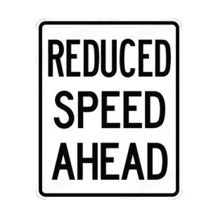 Reduced speed ahead sign listed in road signs decals.