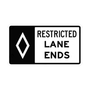 Restricted lane ends sign listed in road signs decals.
