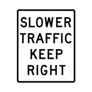 Slower traffic keep right sign listed in road signs decals.