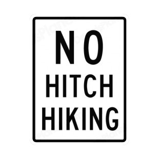 No hitch hiking sign listed in road signs decals.