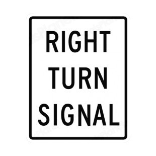Right turn signal sign listed in road signs decals.