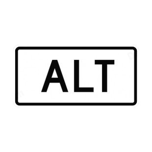 Alt sign listed in road signs decals.