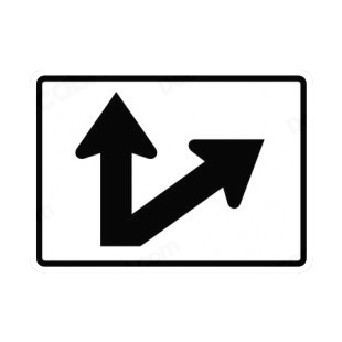 Go straight or right exit route sign listed in road signs decals.