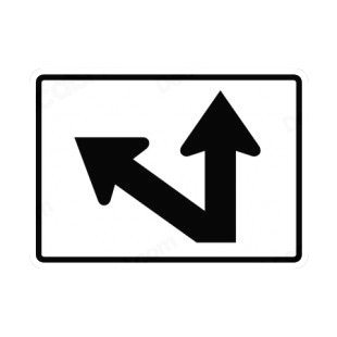 Go straight or left exit route sign listed in road signs decals.