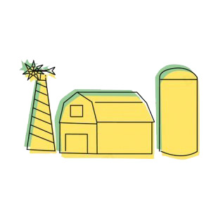Windmill with barn and silo listed in agriculture decals.