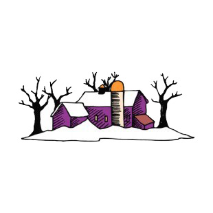Purple farm with silo in winter listed in agriculture decals.