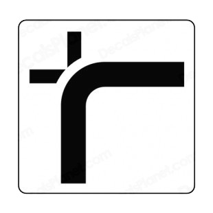 Direction of priority road at intersection sign listed in road signs decals.
