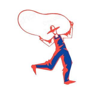 Farmer jumping rope listed in agriculture decals.