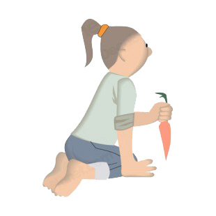 Girl picking up carrot listed in agriculture decals.