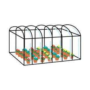 Greenhouse with flowers listed in agriculture decals.
