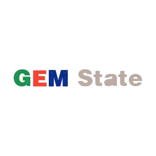 Gem State Idaho state listed in states decals.