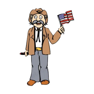 United States cowboy with us flag listed in symbols and history decals.