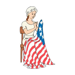 United States Betsy Ross sewing american flag listed in symbols and history decals.