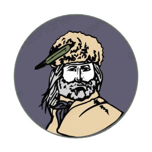 Frontier Man portrait listed in symbols and history decals.