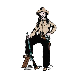 Frontier Man with gun listed in symbols and history decals.