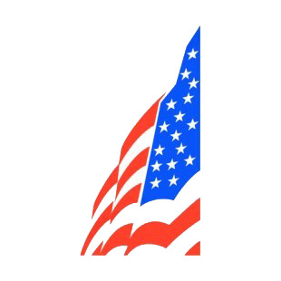 United States flag sideview drawing listed in american flag decals.