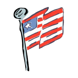 United States flag on a pole drawing listed in american flag decals.
