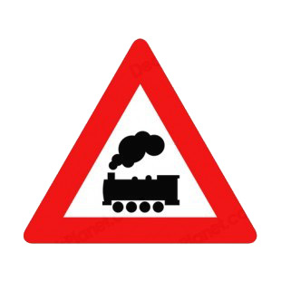 Train crossing  ahead warning sign listed in road signs decals.