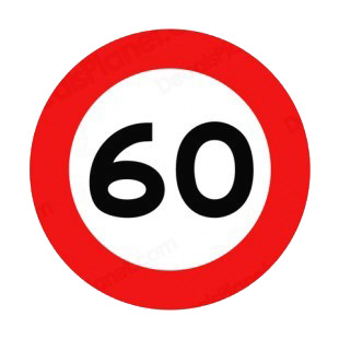 60 km per hour speed limit sign  listed in road signs decals.
