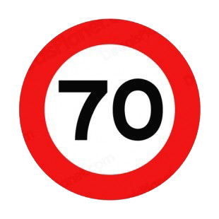70 km per hour speed limit sign  listed in road signs decals.