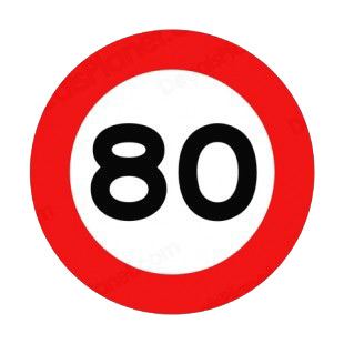 80 km per hour speed limit sign  listed in road signs decals.