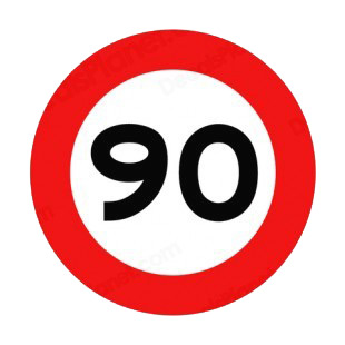 90 km per hour speed limit sign  listed in road signs decals.