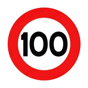 100 km per hour speed limit sign  listed in road signs decals.