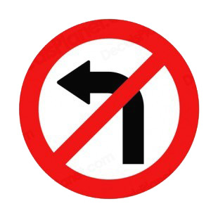 No left turn allowed sign  listed in road signs decals.