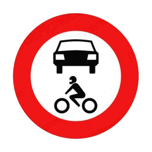 No motor vehicles or motorcycles sign listed in road signs decals.