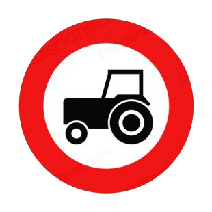 No tractors and construction vehicles allowed sign listed in road signs decals.