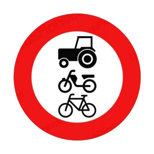 No tractors mopeds and bicycles allowed sign listed in road signs decals.