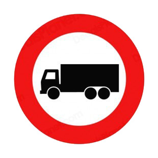 No trucks allowed sign listed in road signs decals.