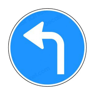 Turn left sign listed in road signs decals.