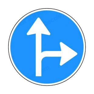 Turn right or go straight sign  listed in road signs decals.