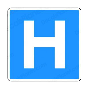 Hospital sign listed in road signs decals.