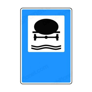 No vehicles with goods which could pollute water sign listed in road signs decals.