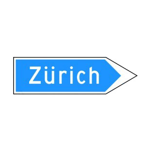 Going to Zurich turn right sign  listed in road signs decals.