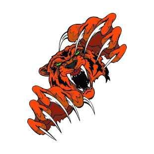 Angry orange tiger claws drawing listed in more animals decals.