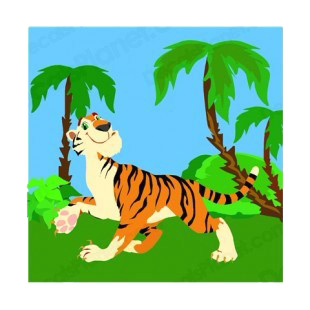 Tiger walking in the jungle listed in more animals decals.