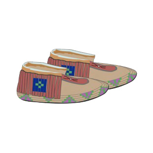 Native American moccasins with green cross listed in symbols and history decals.