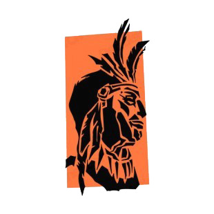 Native American chief  portrait listed in symbols and history decals.