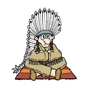 Native American chief sitting down listed in symbols and history decals.
