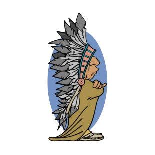 Small Native American with crossed arms listed in symbols and history decals.